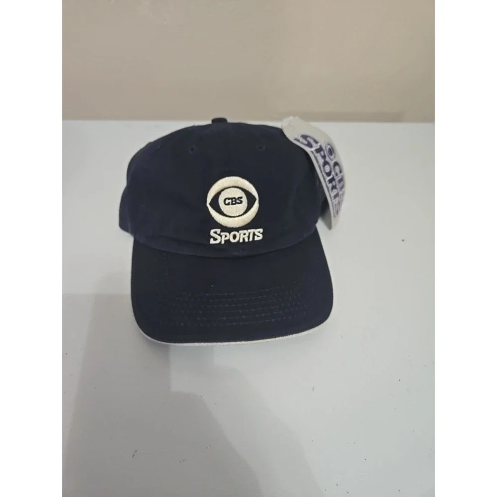 NWT Vtg 90s CBS Sports Hat K-Products Made In USA Navy‎ White Deadstock Cap